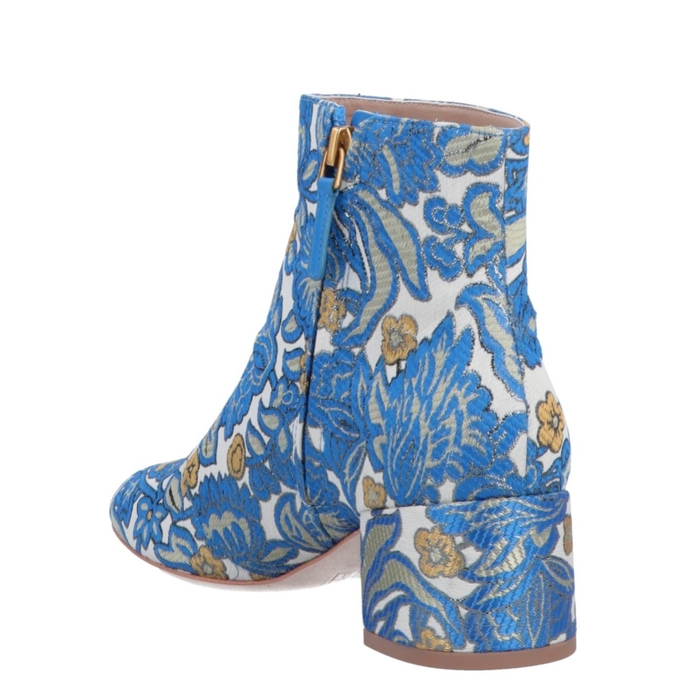 NEW! TORY BURCH Ankle Boot GO GO Blue Gold Brocade NIB - Picture 6 of 8